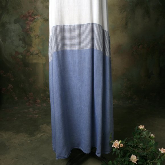 J Crew Maxi Dress White Blue Metallic Stripe S - Picture 4 of 11
